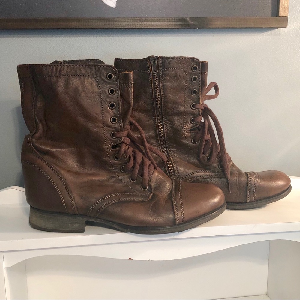Brown Steve Madden Combat Boots